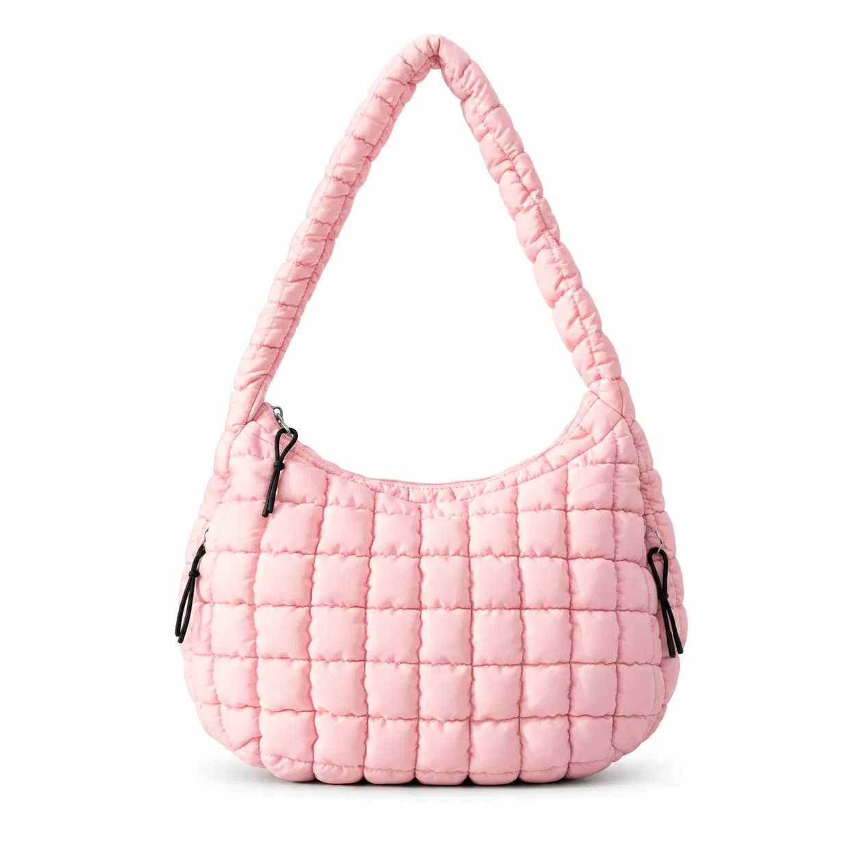 Custom Polyester Quilted Puffer Hobo Shoulder Bag with Zipper Closure