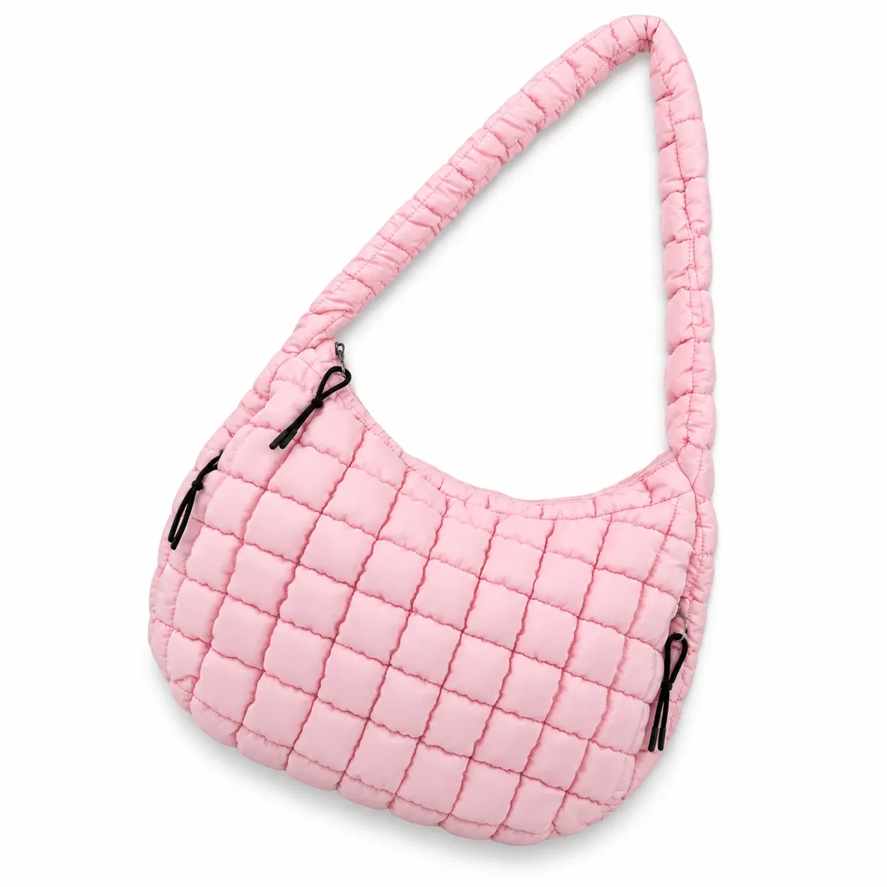 Custom Polyester Quilted Puffer Hobo Shoulder Bag with Zipper Closure