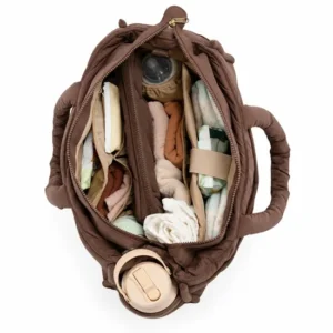 Quilted Puffer Diaper Tote with Removable Stroller Straps and Wet Bag