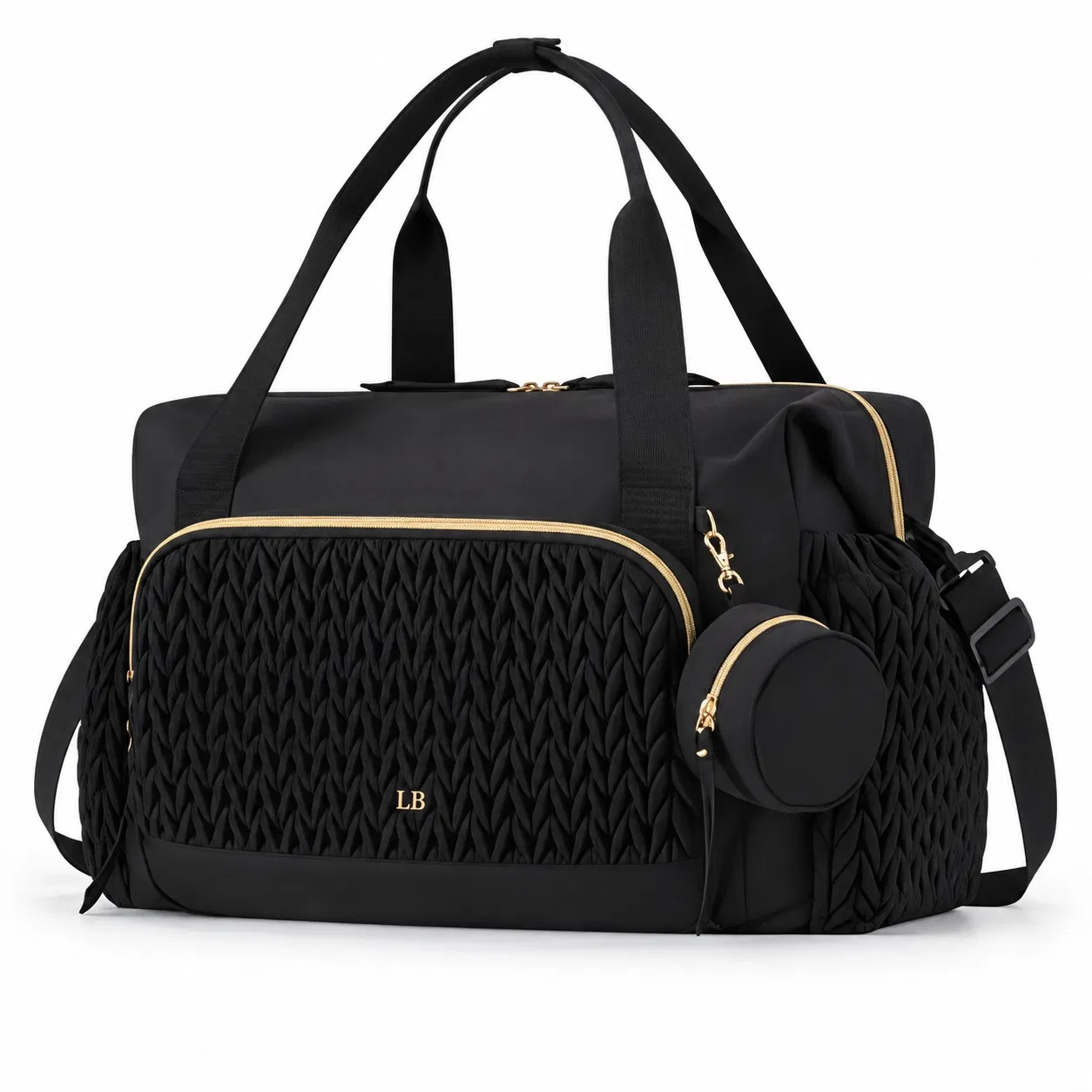 Custom Polyester Diaper Tote Bag with Pacifier Case and Shoulder Strap
