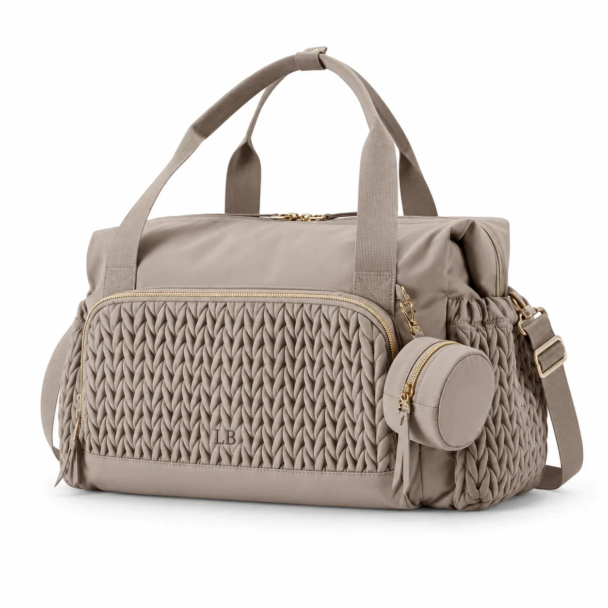 Custom Polyester Diaper Tote Bag with Pacifier Case and Shoulder Strap
