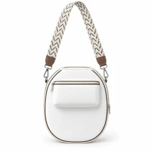 Custom Leather Pickleball Paddle Shoulder Bag with Front Zipper Pocket
