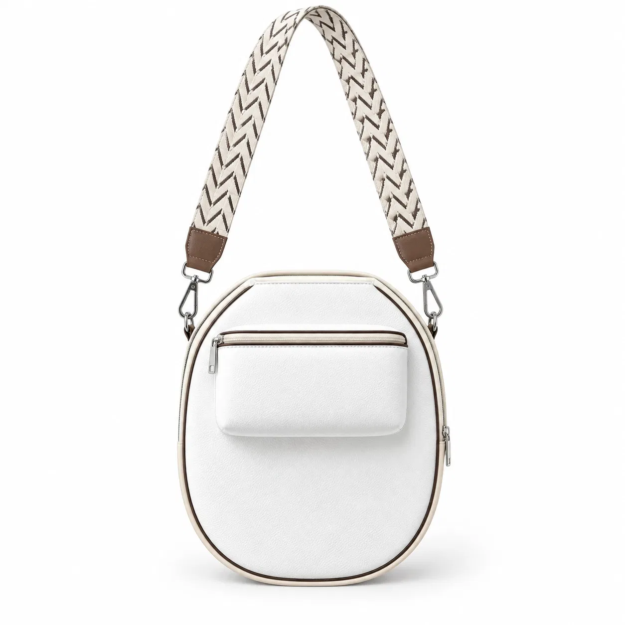Custom Leather Pickleball Paddle Shoulder Bag with Front Zipper Pocket
