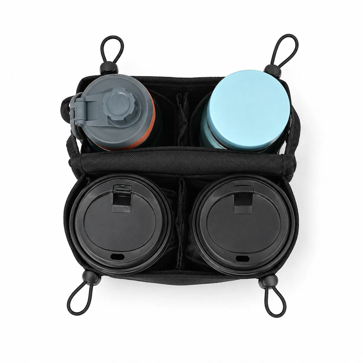 Custom Polyester Travel Drink Holder Bag with Luggage Attachment and Pockets