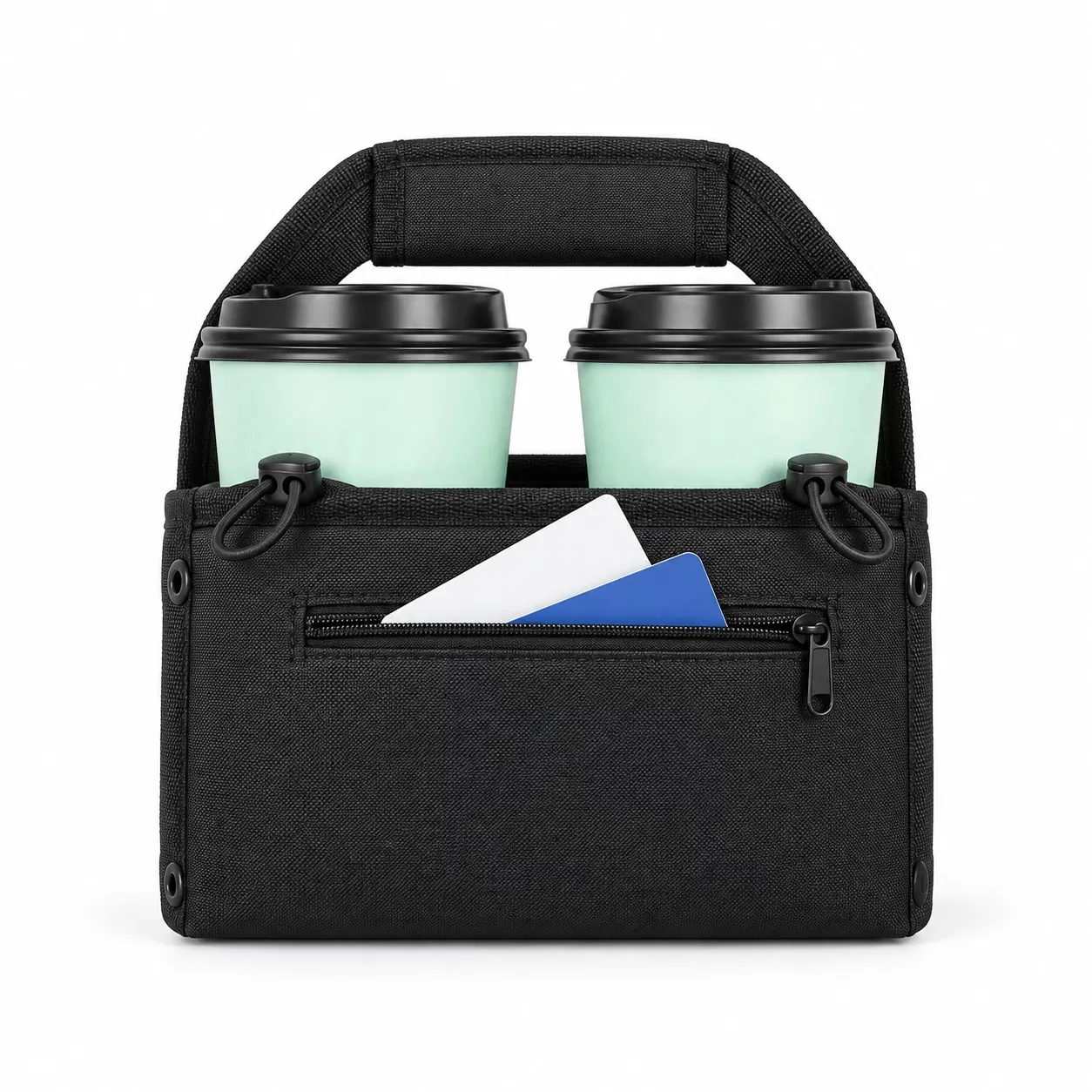 Custom Polyester Travel Drink Holder Bag with Luggage Attachment and Pockets