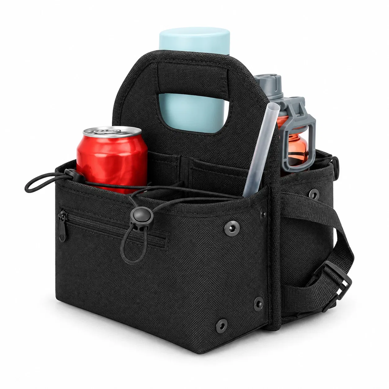 Custom Polyester Travel Drink Holder Bag with Luggage Attachment and Pockets