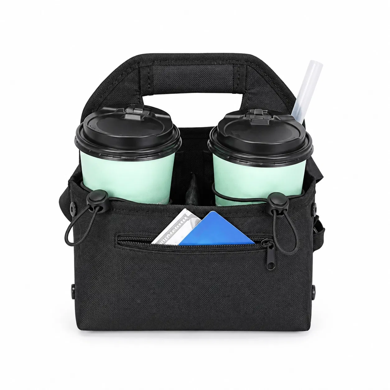 Custom Polyester Travel Drink Holder Bag with Luggage Attachment and Pockets