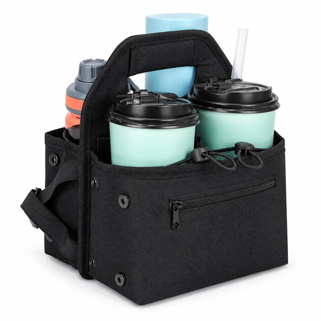 Custom Polyester Travel Drink Holder Bag with Luggage Attachment and Pockets