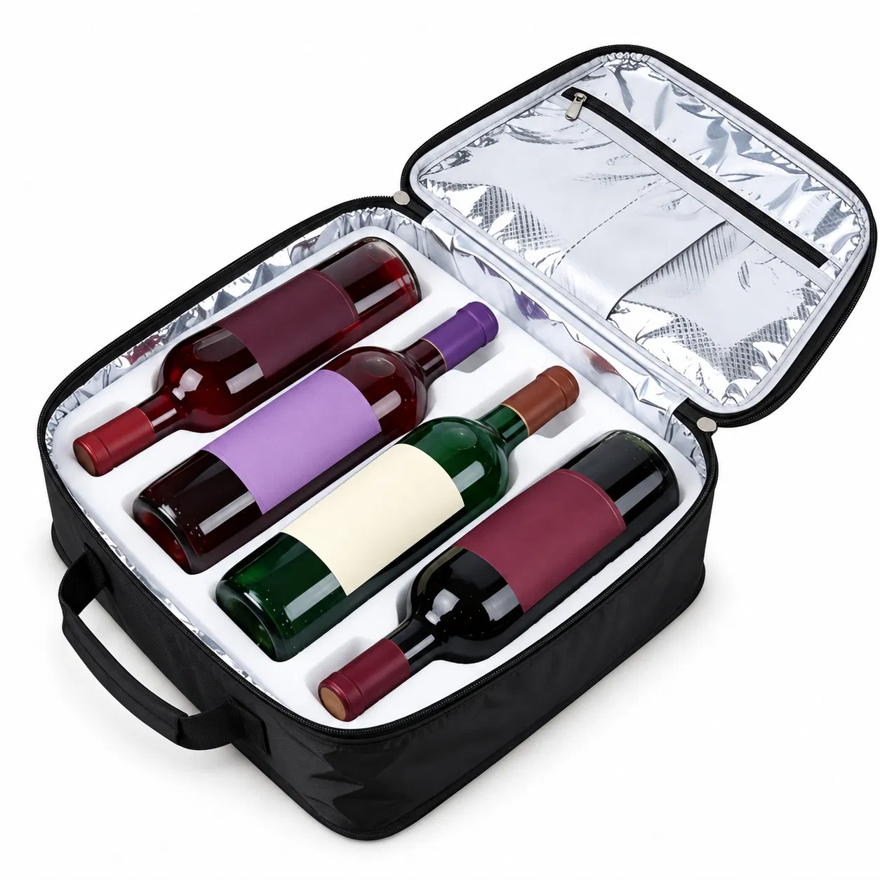 Custom Polyester Wine Cooler Bag with Carry Handle and Shoulder Strap