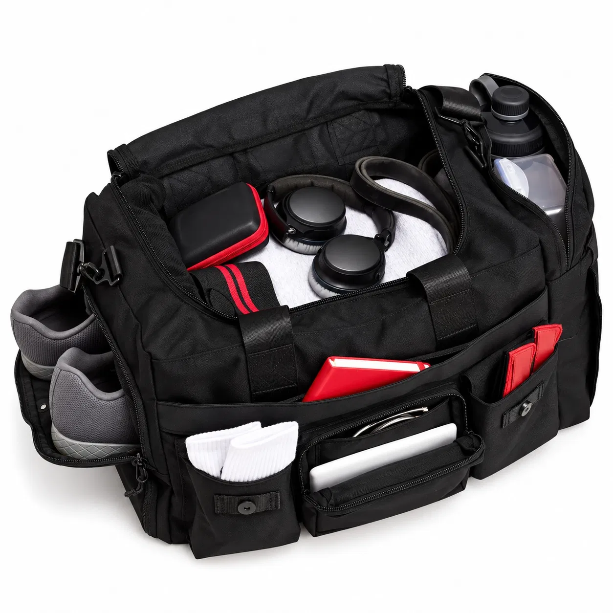 Custom Polyester Gym Duffel Bag with Shoe Compartment and Organizer Pockets