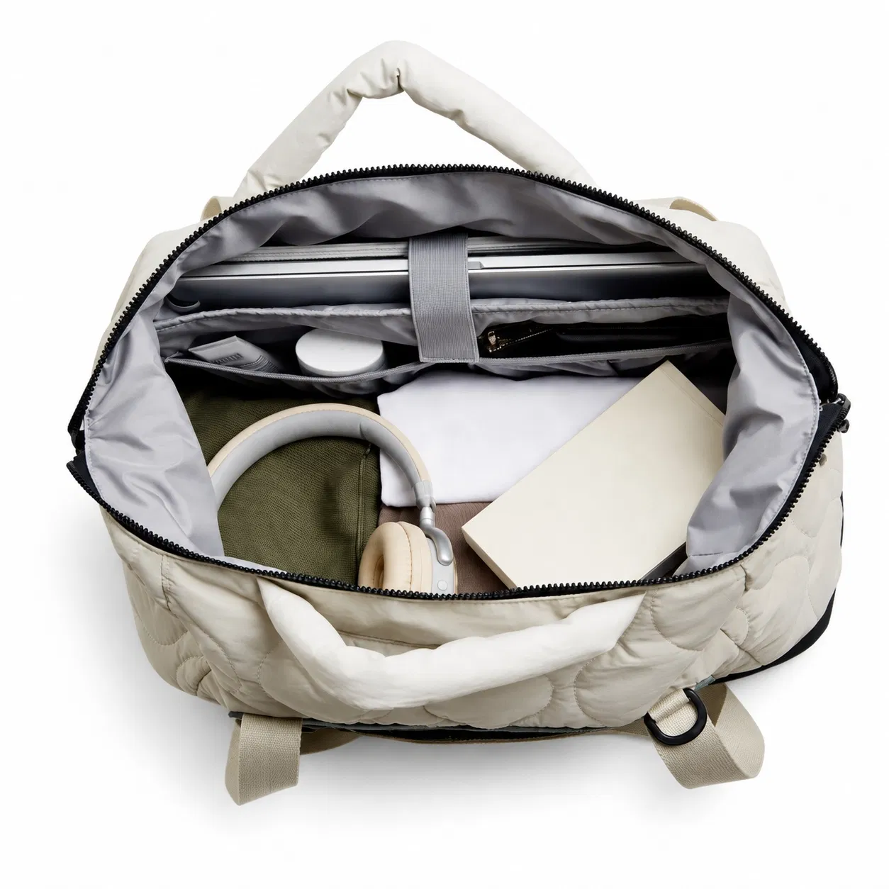 Custom Quilted Gym Duffel Bag with Shoe Compartment and Luggage Sleeve