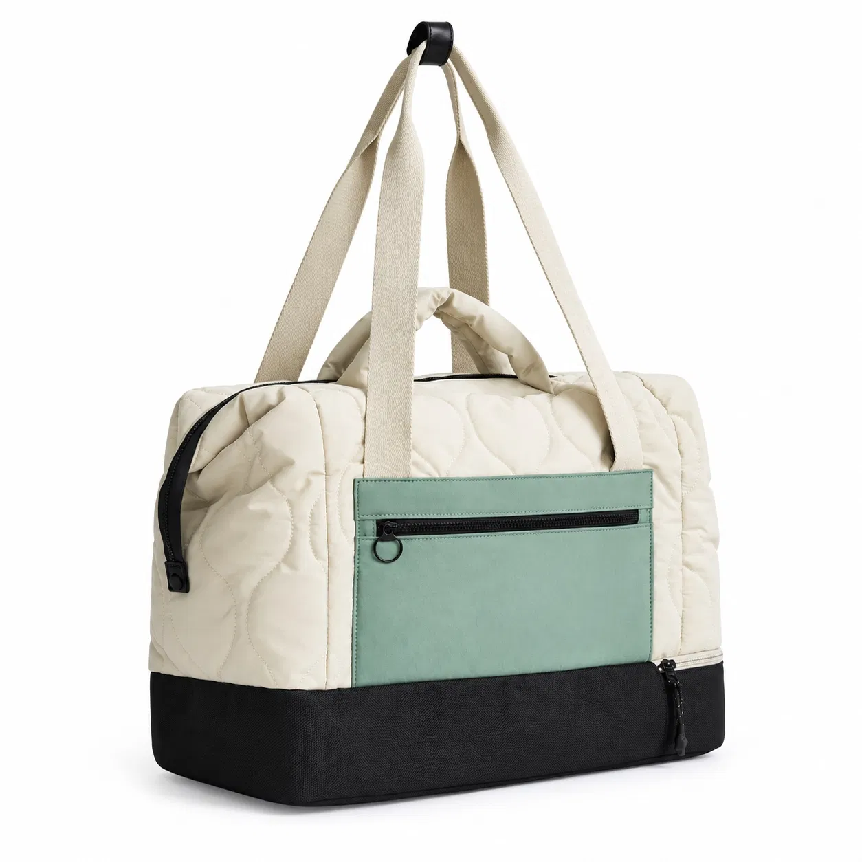Custom Quilted Gym Duffel Bag with Shoe Compartment and Luggage Sleeve