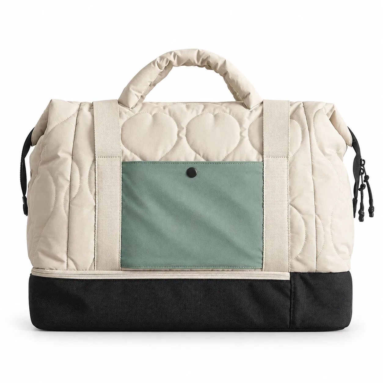 Custom Quilted Gym Duffel Bag with Shoe Compartment and Luggage Sleeve