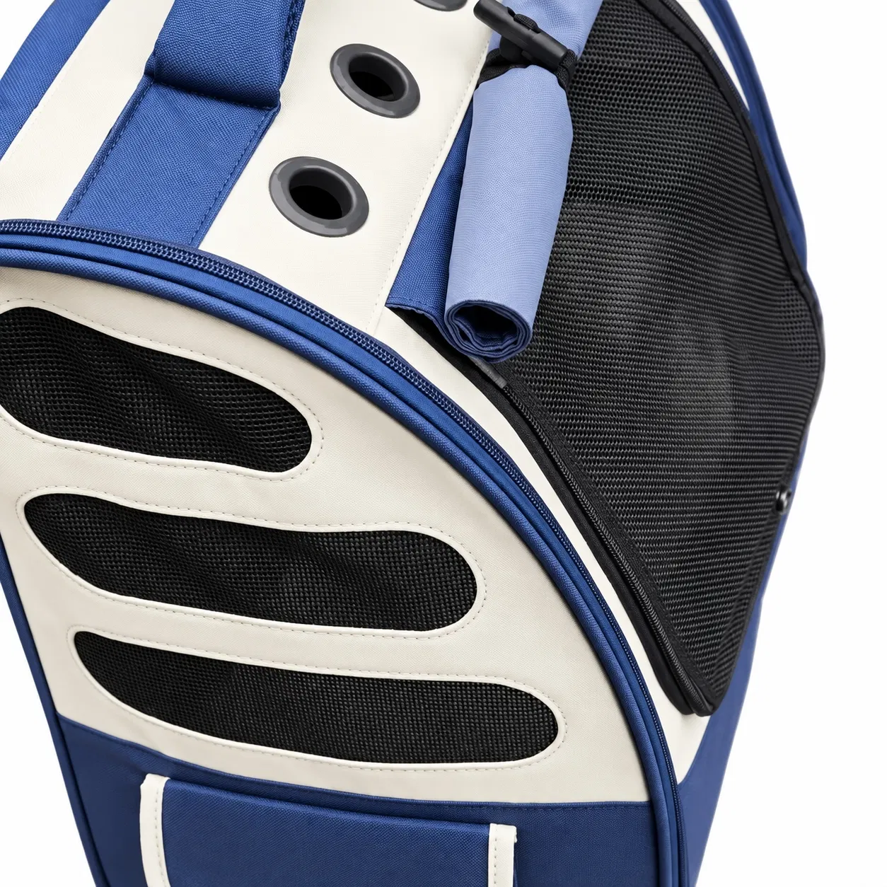 Custom Oxford Pet Carrier Backpack with Mesh Windows and Roll-up Cover