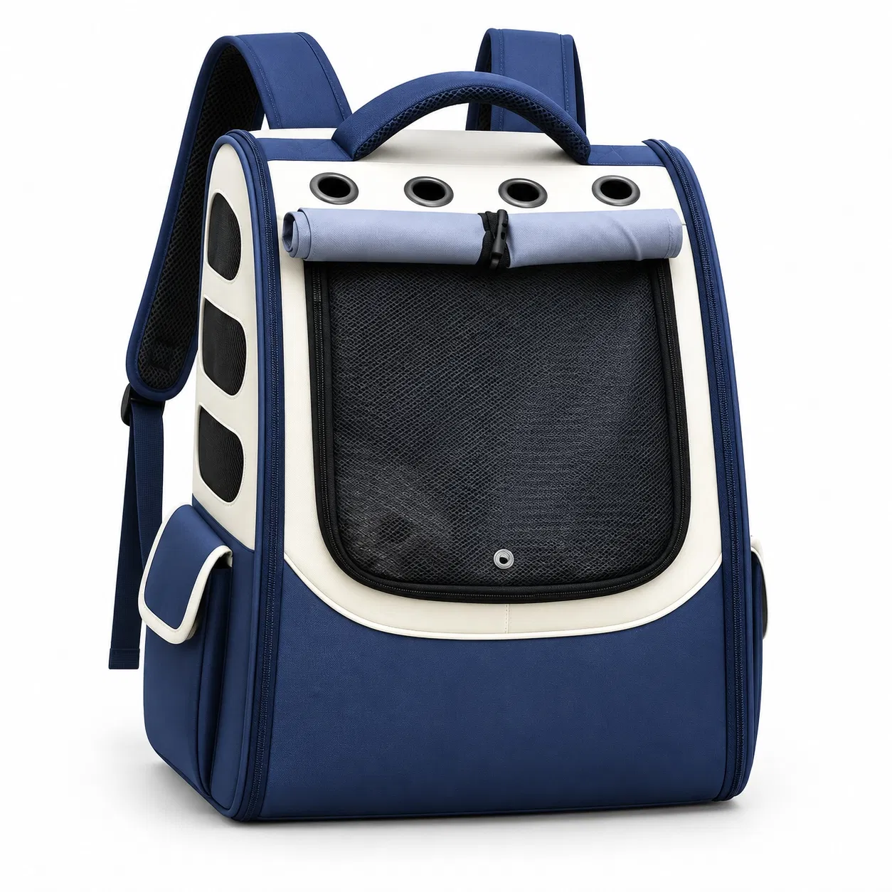 Expandable Foldable Oxford Pet Carrier Backpack with Breathable Mesh for Cats