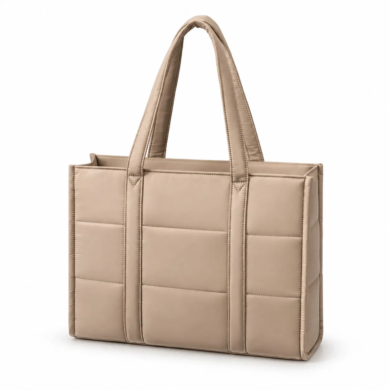 Quilted Recycled Nylon Laptop Tote Bag with Zipper and Trolley Sleeve