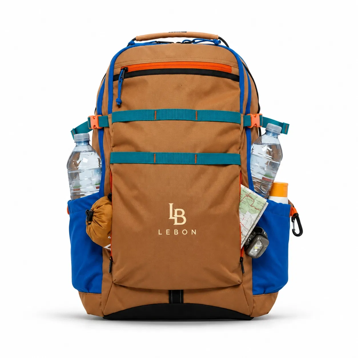 Logo Nylon Outdoor Hiking Backpack with Laptop Pocket and Adjustable Chest Strap