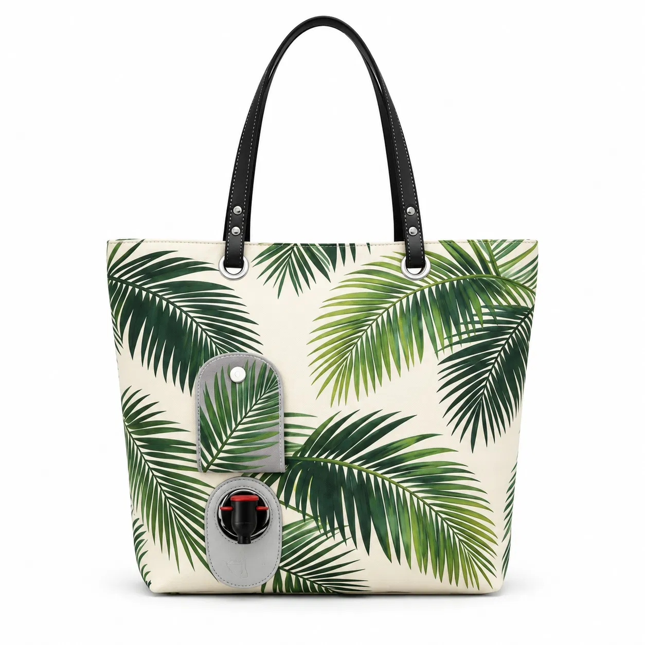 Printed Oxford Insulated Wine Tote with Dispenser Valve and Zipper Closure