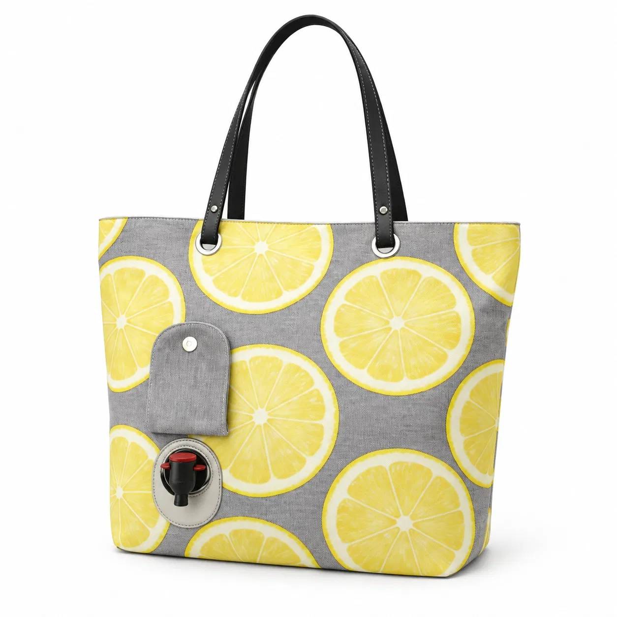 Printed Oxford Insulated Wine Tote with Dispenser Valve and Zipper Closure