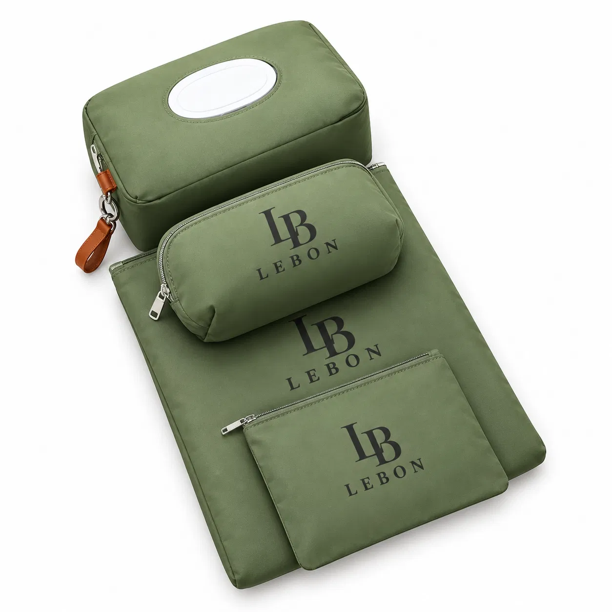 Four-Piece Oxford Travel Organizer Pouch Set with Cosmetic and Wipes Bags