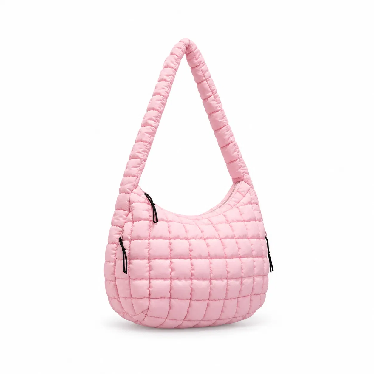 Women's Color Variant Quilted Polyester Crescent Hobo Shoulder Bag
