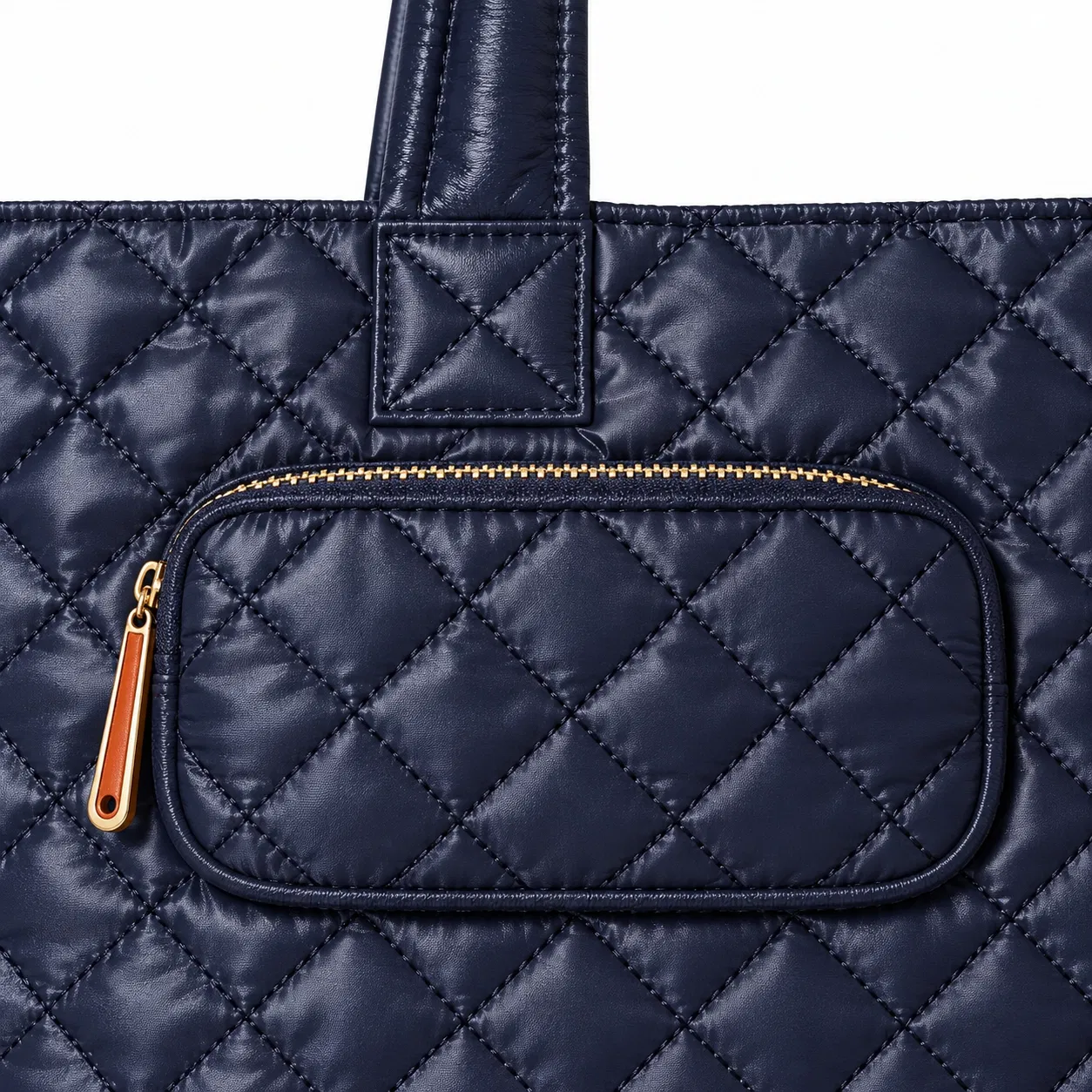 Quilted Nylon Maternity Tote with Zip Top and Multiple Pockets