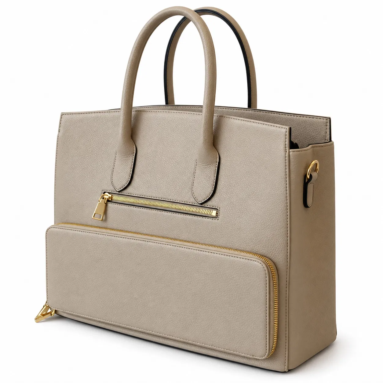 Leather Insulated Lunch Tote with PEVA Lining and Zip Closure