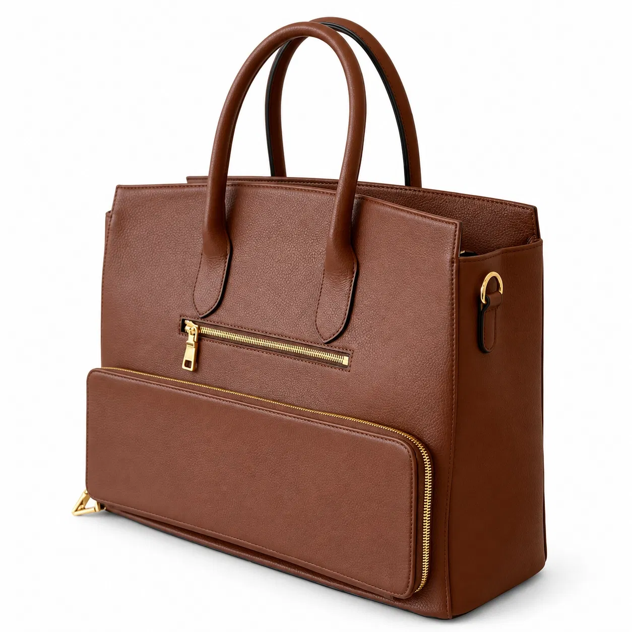 Leather Insulated Lunch Tote with PEVA Lining and Zip Closure