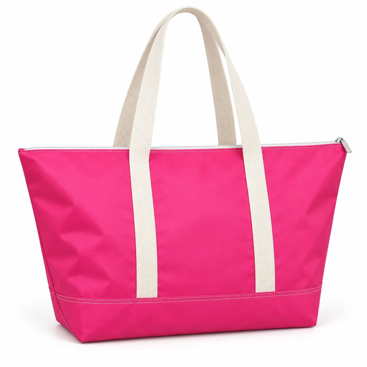 Polyester Beach Tote Bag with Zipper and Long Carry Handles