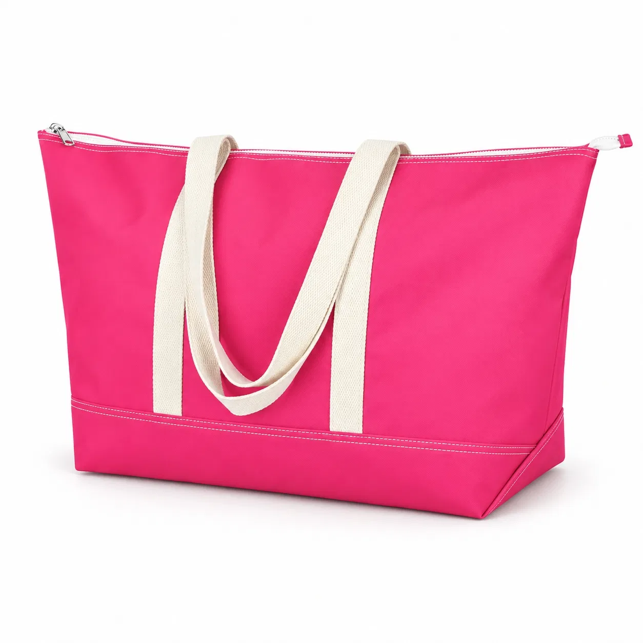 Polyester Beach Tote Bag with Zipper and Long Carry Handles