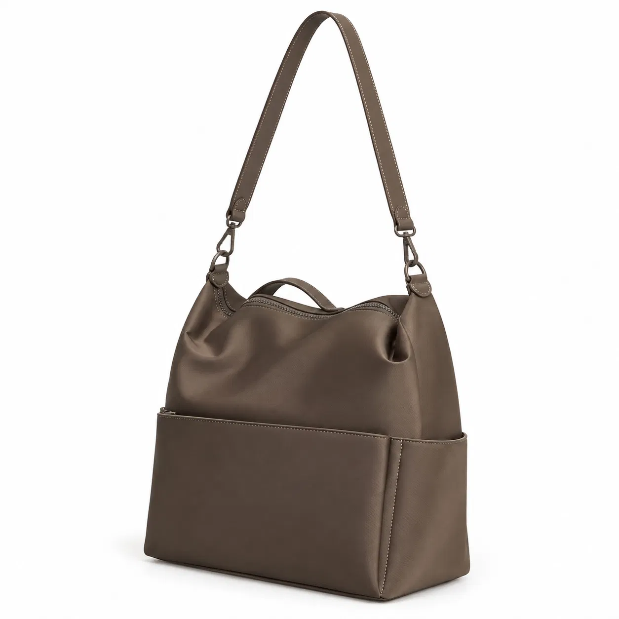 Nylon Tote Bag with Shoulder Strap and Multiple Organizer Pockets