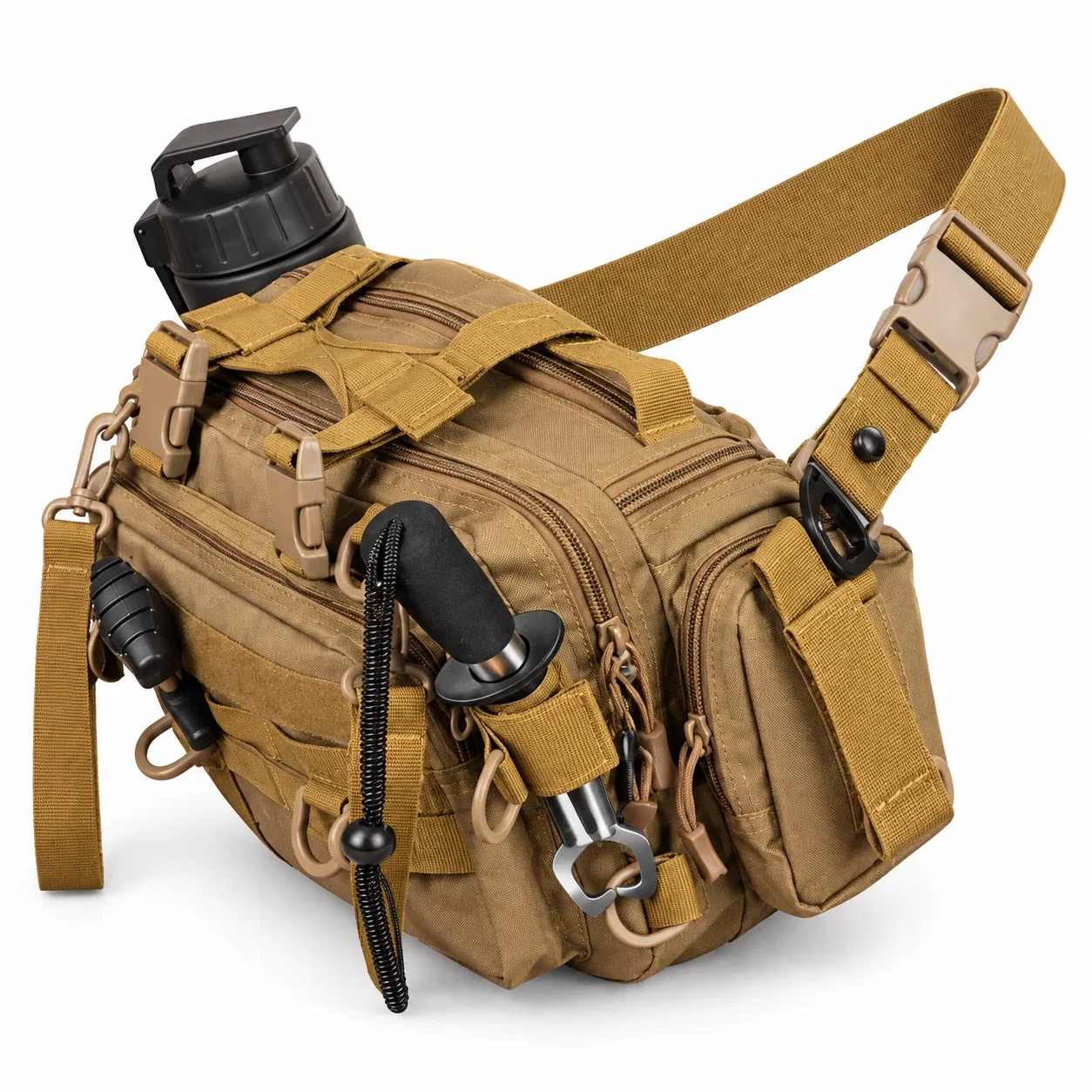 Fishing Tackle Bag with Shoulder Strap and Multiple Storage Pockets