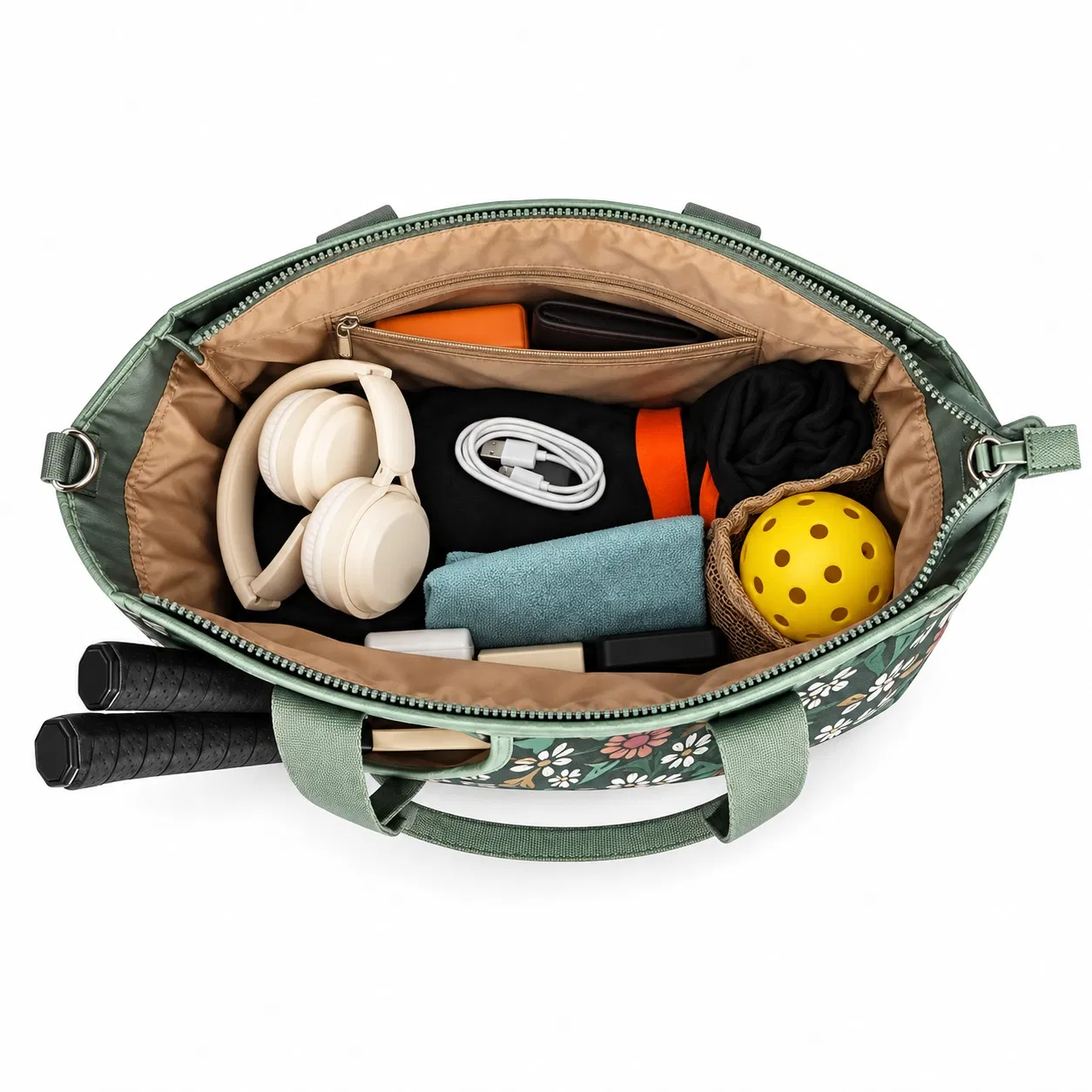 Custom Logo Quilted Pickleball Tote Bag with Multiple Pockets for Daily Sports