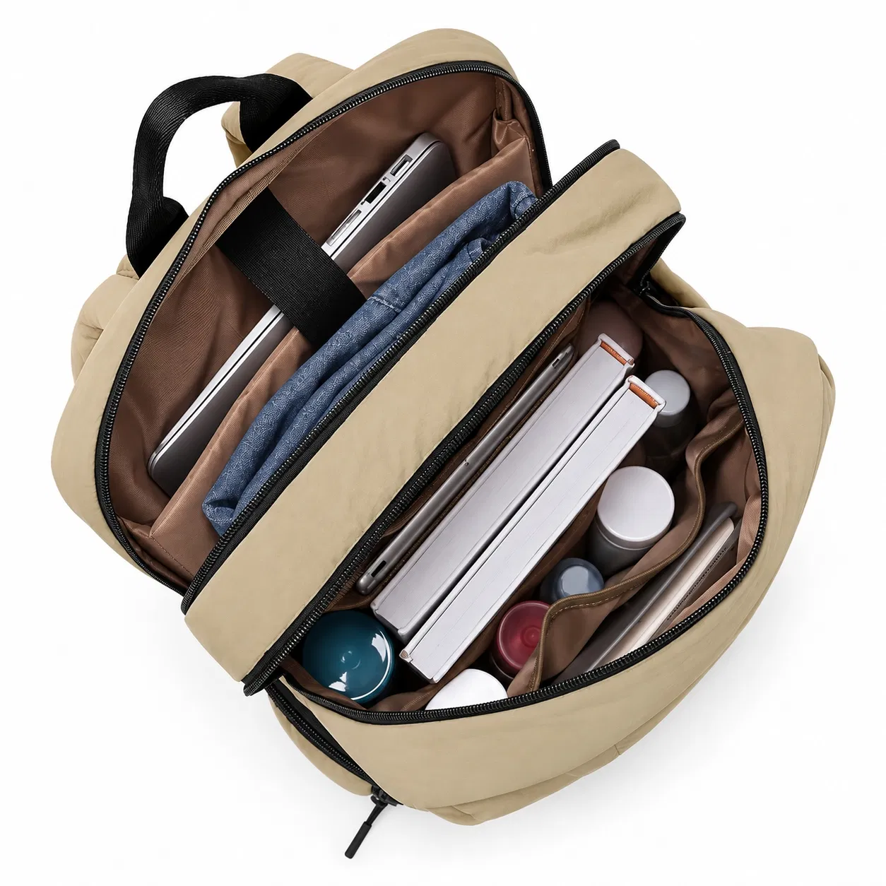 Custom Quilted Laptop Backpack with Twin Zip Compartments and Padded Shoulder Straps