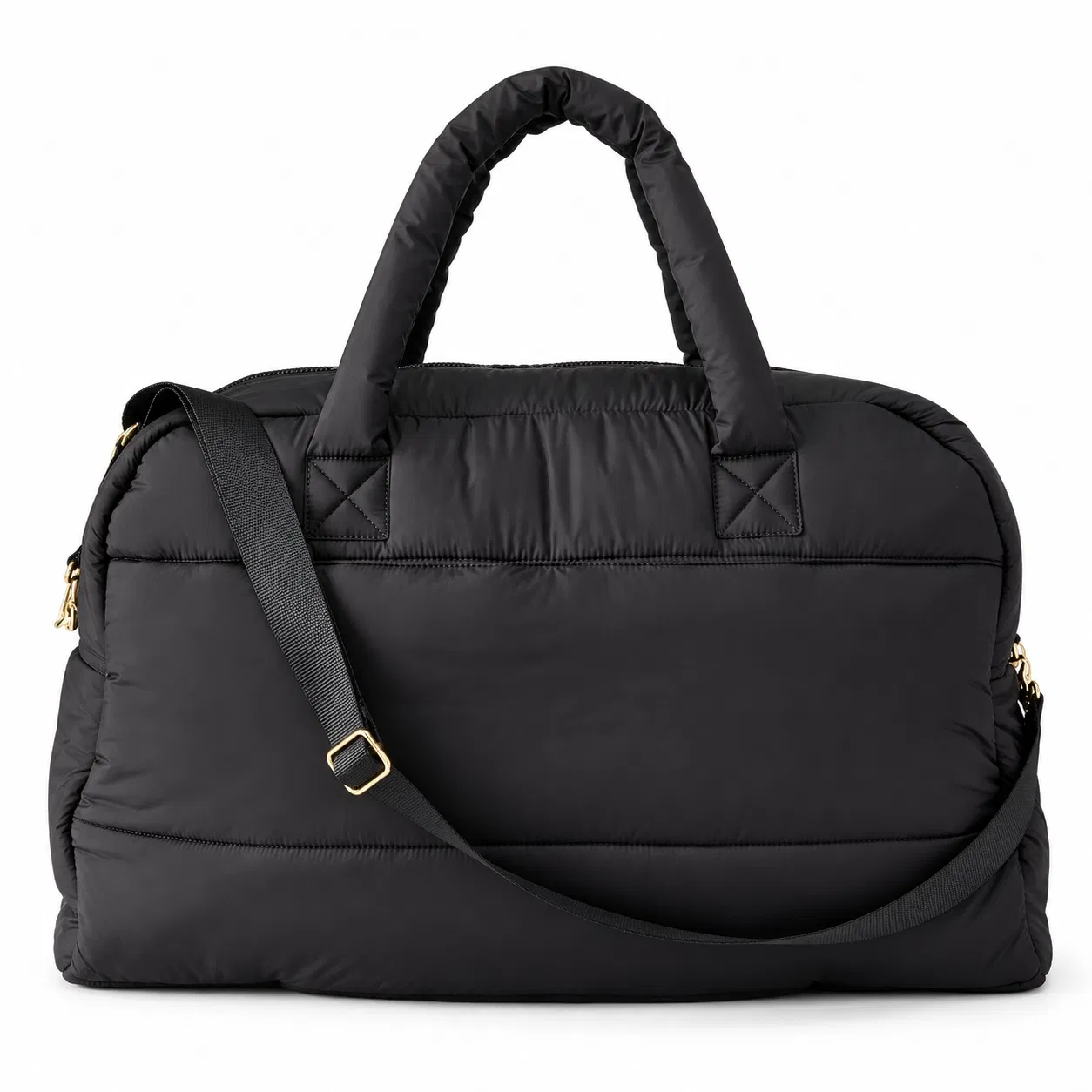 Custom Polyester Quilted Weekender Bag with Padded Handles and Shoulder Strap