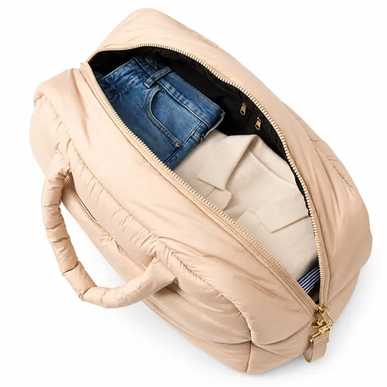 Custom Polyester Quilted Weekender Bag with Padded Handles and Shoulder Strap