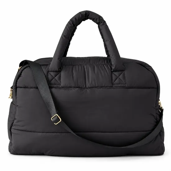 Custom Polyester Quilted Weekender Bag with Padded Handles and Shoulder Strap