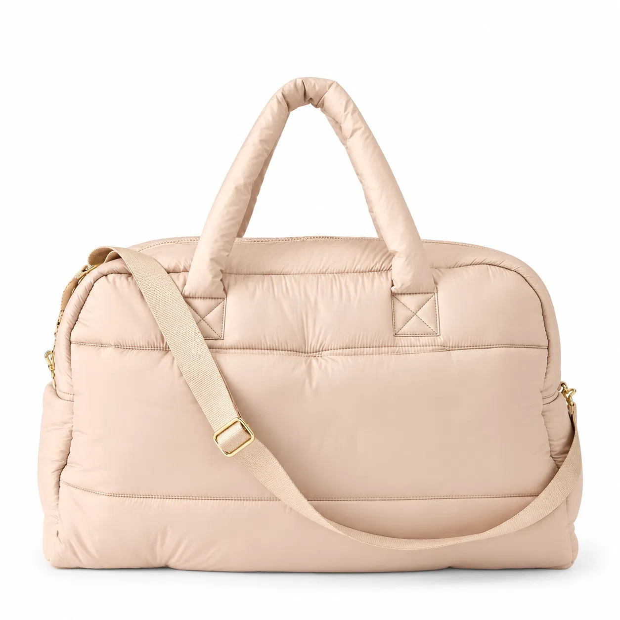 Custom Polyester Quilted Weekender Bag with Padded Handles and Shoulder Strap