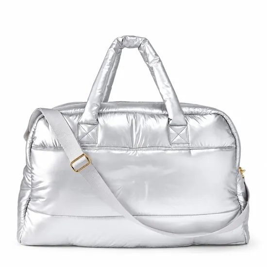 Custom Polyester Quilted Weekender Bag with Padded Handles and Shoulder Strap