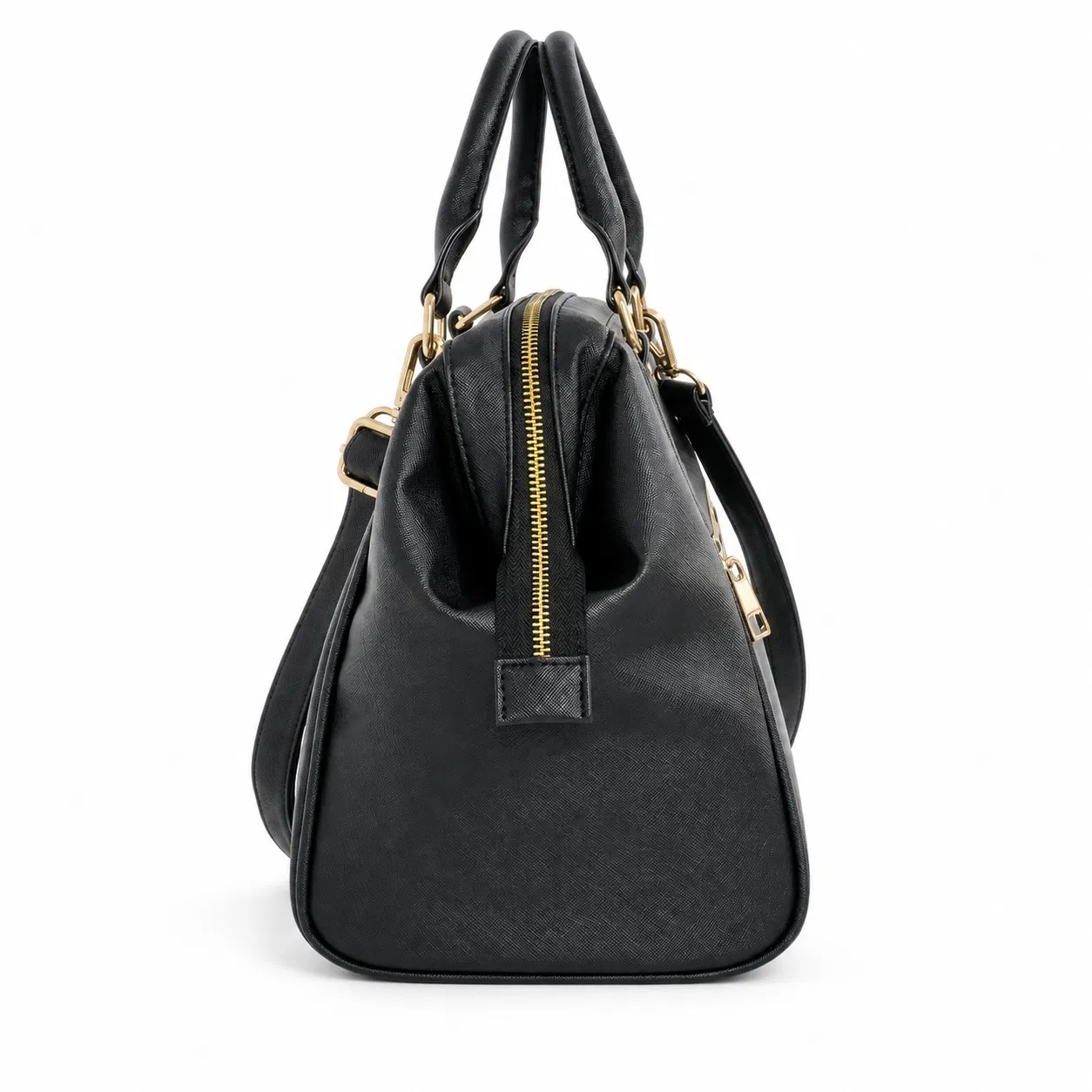Custom PU Leather Insulated Lunch Bag with Side Pockets and Shoulder Strap