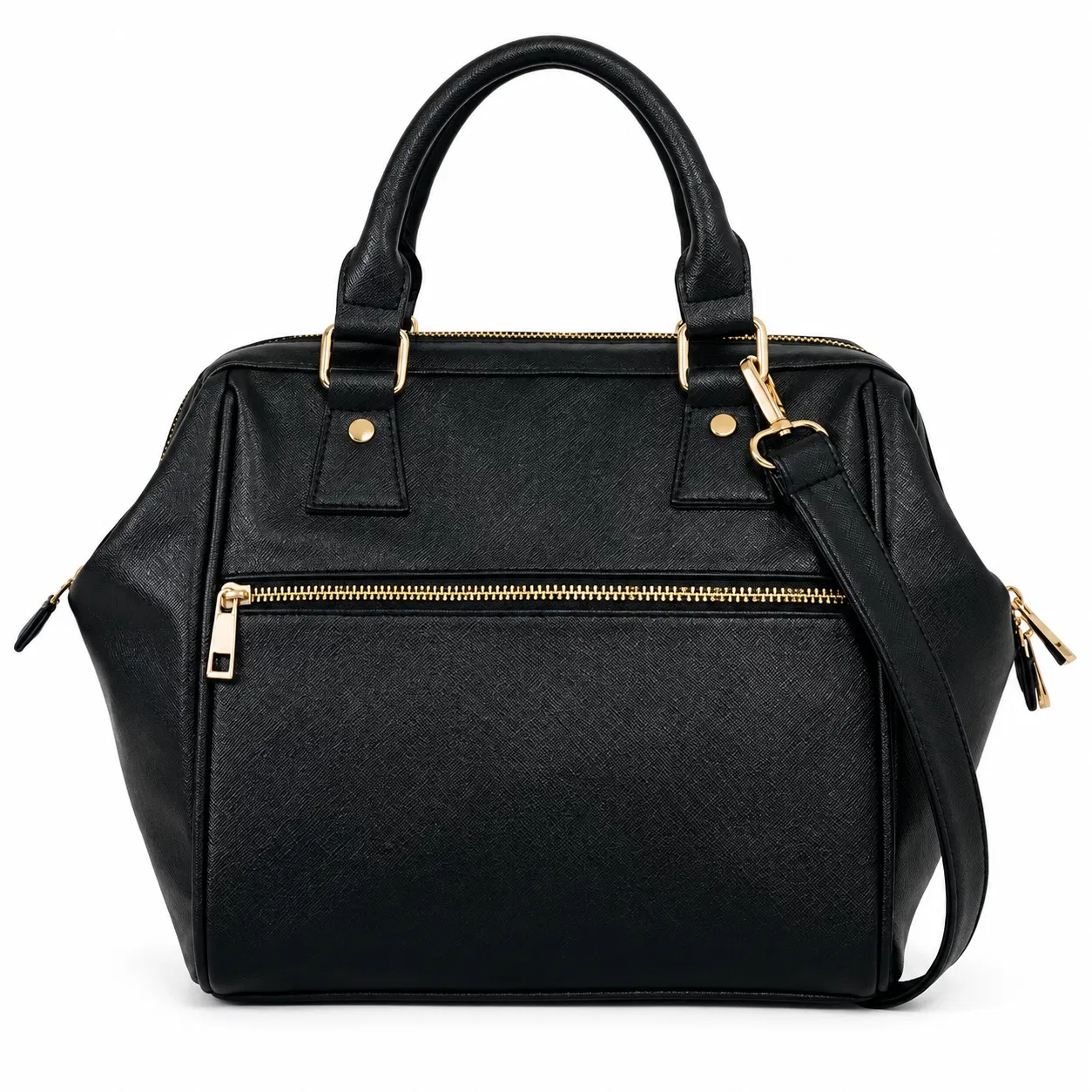 Custom PU Leather Insulated Lunch Bag with Side Pockets and Shoulder Strap