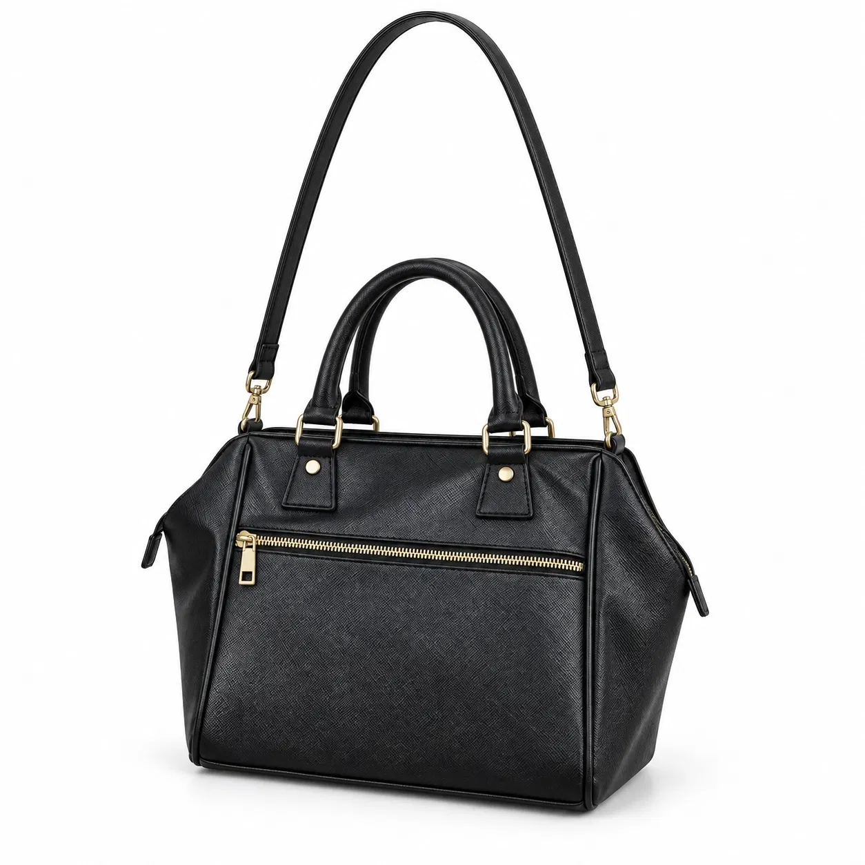Custom PU Leather Insulated Lunch Bag with Side Pockets and Shoulder Strap