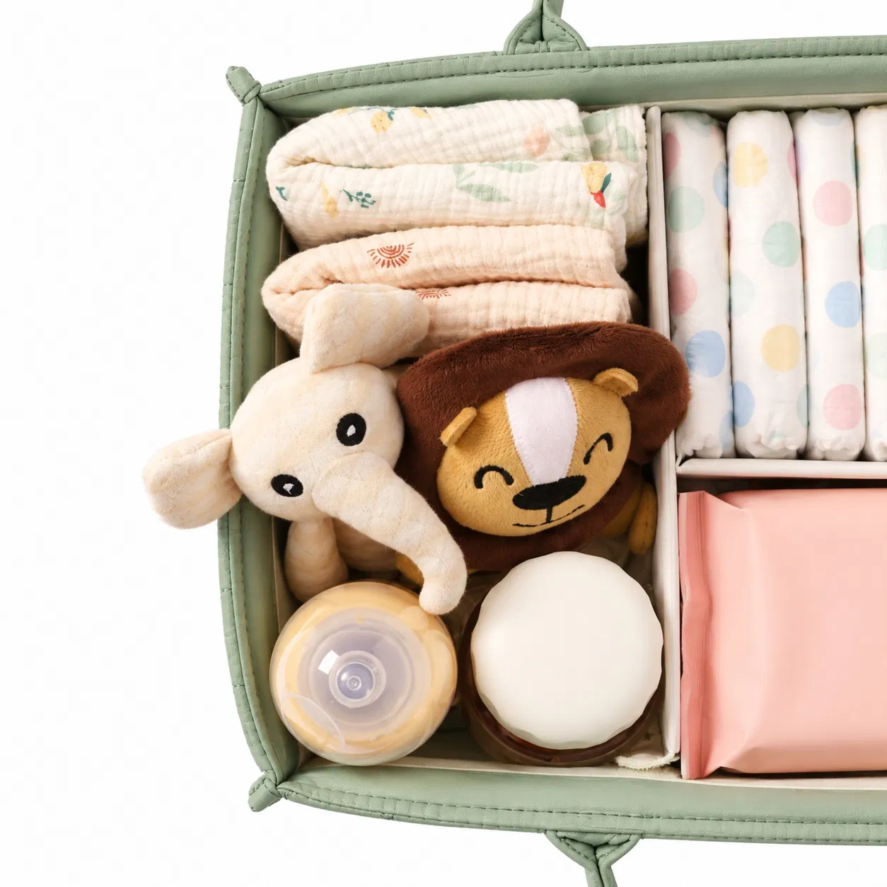 Custom Polyester Quilted Diaper Caddy Bag with Dividers and Carry Handles