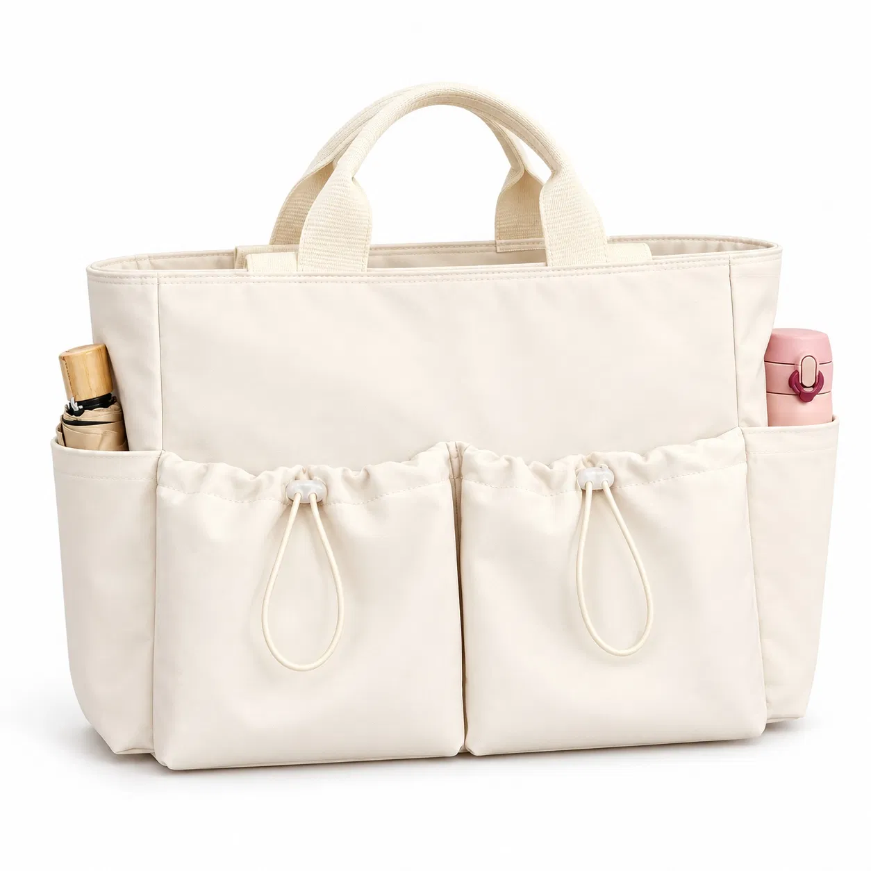Custom Polyester Yoga Tote Bag with Mat Straps and Drawstring Front Pockets