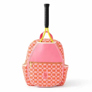 Custom Floral Tennis Racket Backpack with Front Pocket and Bottle Pockets