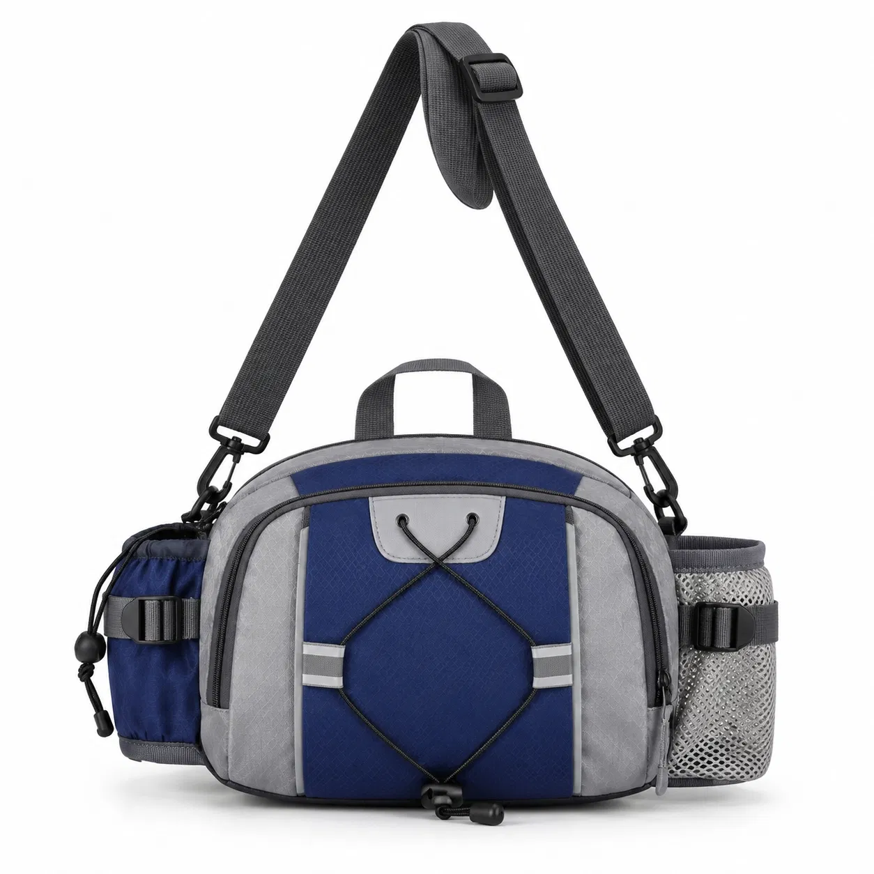 Custom Polyester Waist Bag with Two Bottle Holders and Shoulder Strap