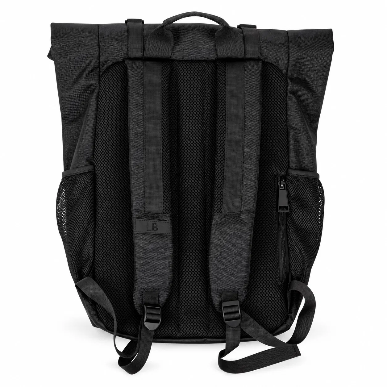 Custom Roll Top Laptop Backpack with Double Buckles and Side Mesh Pockets