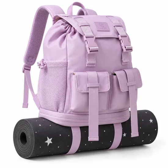 Custom Oxford Flap Backpack with Drawstring Top and Bottom Zipper Compartment
