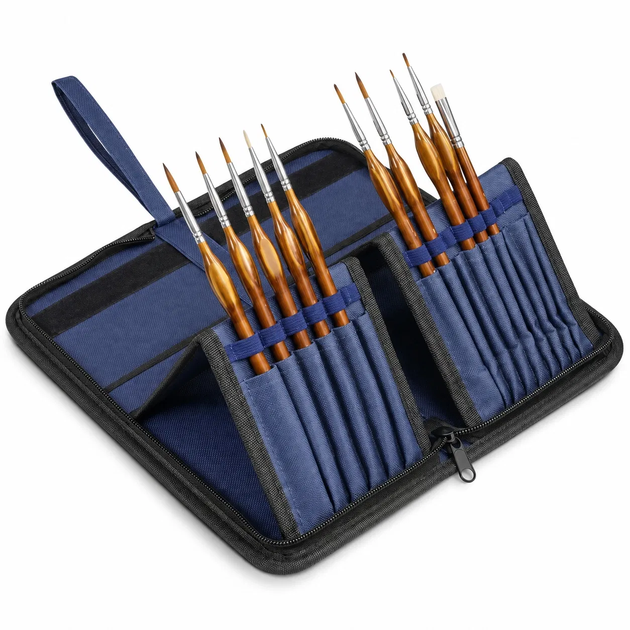 Custom Polyester Paint Brush Holder Case with Folding Panels and Wrist Strap