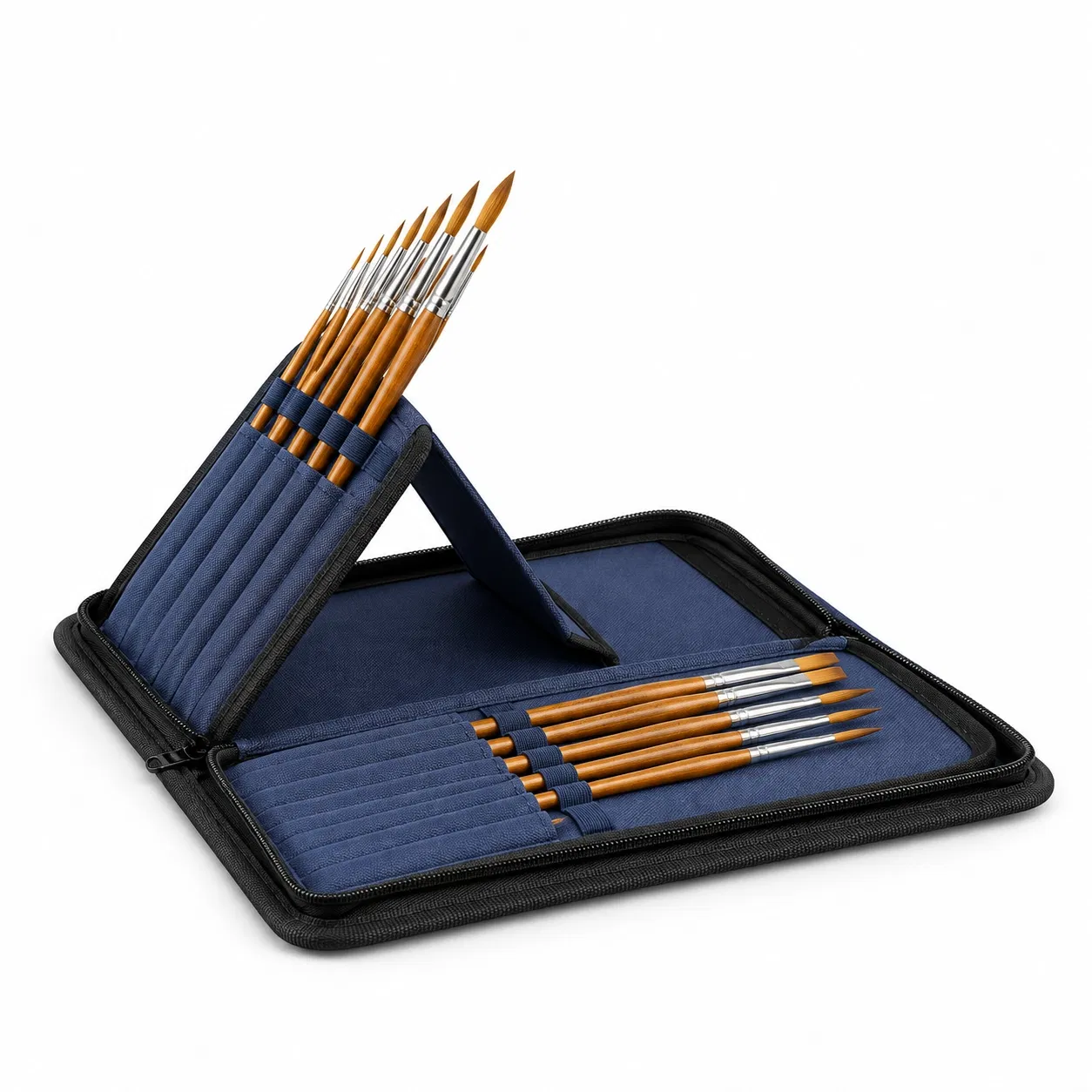 Custom Polyester Paint Brush Holder Case with Folding Panels and Wrist Strap